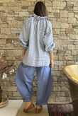 Nonni Gingham Poet Blouse Denim